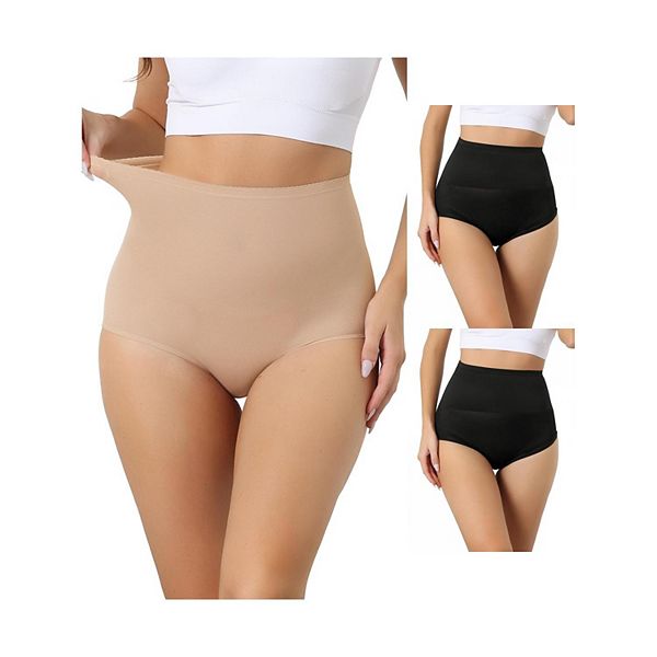 3 Packs Womens High Waisted Body Shaper Briefs Light Breathable Control Panties Allegra K