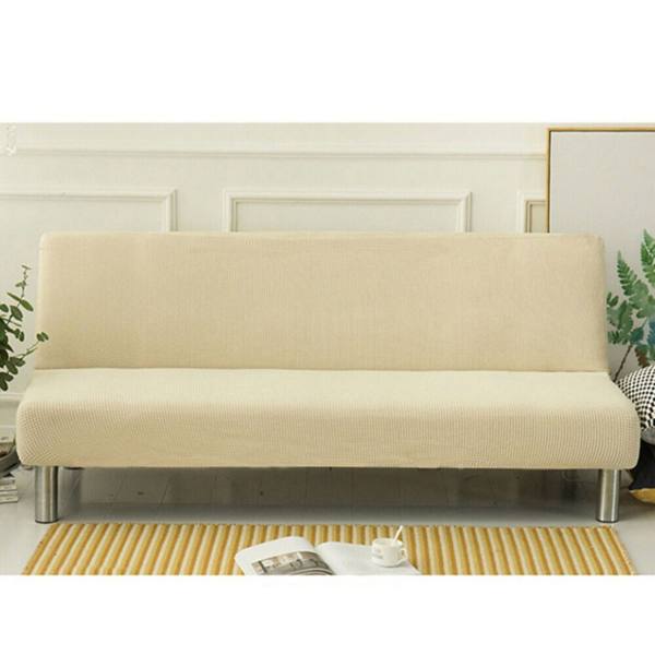 Stretch Solid Color Futon Slipcover Full Size Armless Sofa Bed Cover Stock Preferred