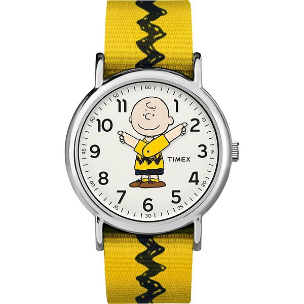 Женские часы Peanuts Charlie Brown с тканевым ремешком, кварцевым механизмом, диаметром 38 мм, водонепроницаемостью 30 м Timex