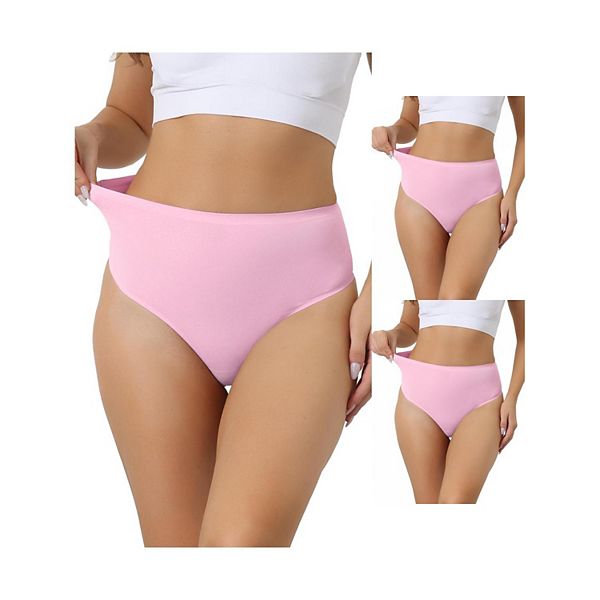 3 Packs Women's Hign Waist G-string Thongs, Tummy Control Stretch Panties, T-back Undepants Allegra K