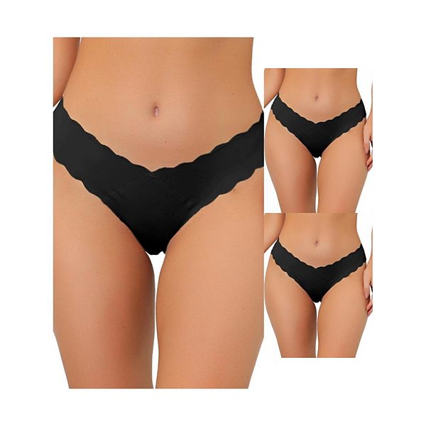 3 Packs Women's No-show Hipster Unlined Cheeky Underwear V-shape Waist Stretch Bikini Multi Packs Allegra K