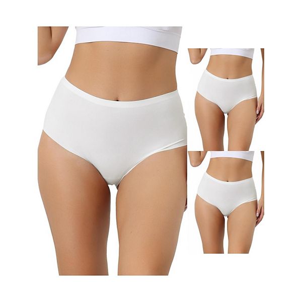 3 Packs Women's High Waisted Underwear Silky Breathable No Trace Hipster Stretch Briefs Allegra K