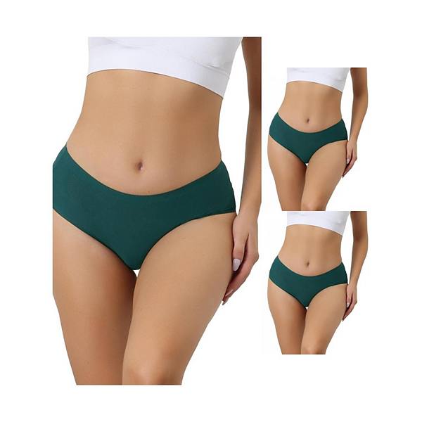 3 Packs Womens Mid-waist Underwear Stretchy Breathable Knickers Full Coverage Briefs Allegra K