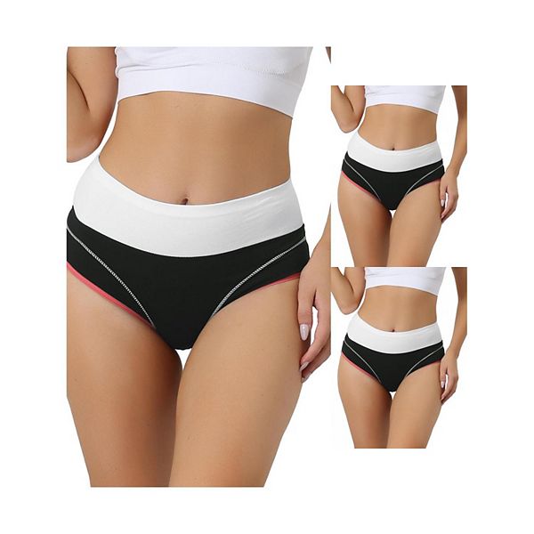 3 Packs Women's High Waist Underwear Stretch Briefs Underpants Tummy Control Cotton Panties Allegra K