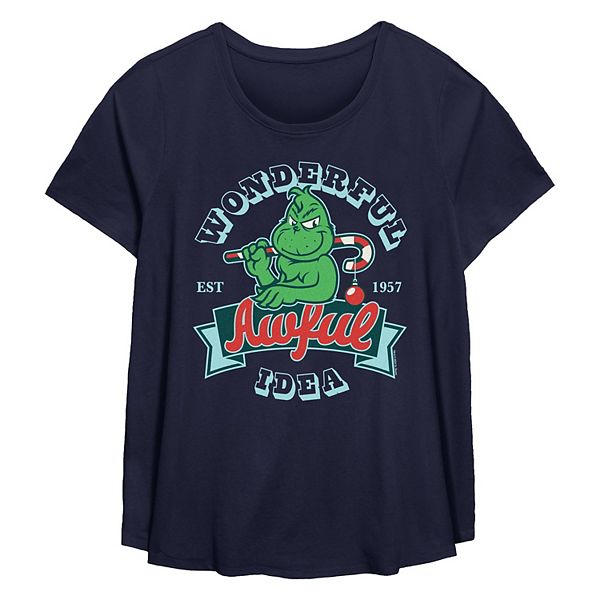 Plus Size Dr. Seuss Grinch Wonderful Awful Idea Flowy Graphic Tee Grinch