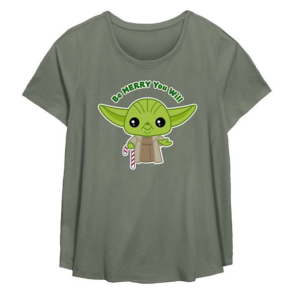 Футболка с короткими рукавами и круглым вырезом Star Wars Yoda 'Будь счастливым' с графическим рисунком Star Wars