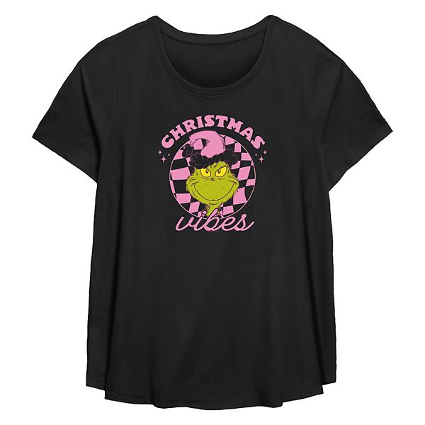 Plus Size Dr. Seuss Grinch Christmas Vibes Flowy Graphic Tee Grinch