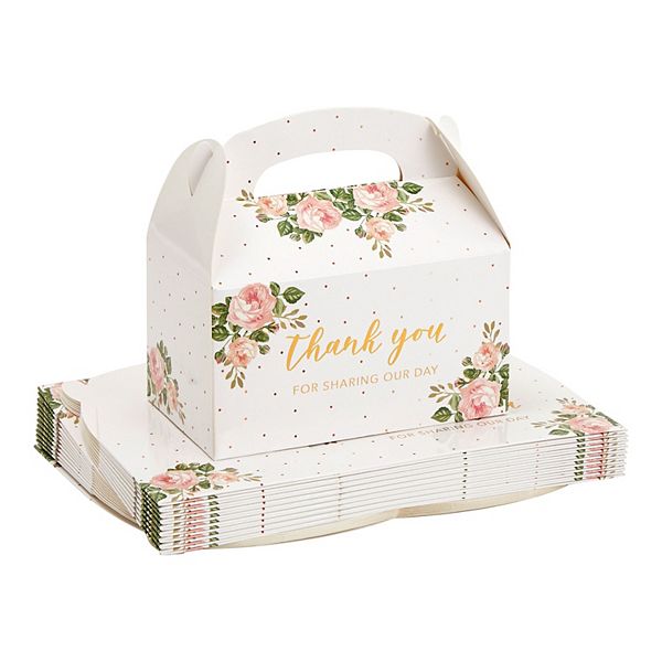 24 Pack Floral Thank You Treat Boxes For Wedding Birthday Party (6.25 X 3.5 In) Sparkle and Bash