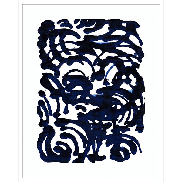 Картина в рамке Indigo Swirls II, вертикальная, 89 см x 71 см, яркие цвета, долговечная печать Amanti Art