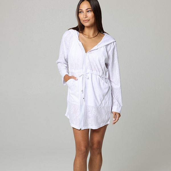 Women's J. Valdi Full-Zip Hooded Swim Cover-Up Tunic J. Valdi