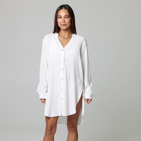 Women's J. Valdi Swim Cover-Up Big Shirt J. Valdi