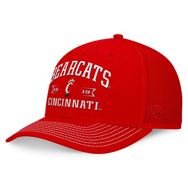 Мужская регулируемая кепка Cincinnati Bearcats Carson Trucker, красного цвета, 100% хлопок, с вышивкой и сетчатыми панелями Top of the World