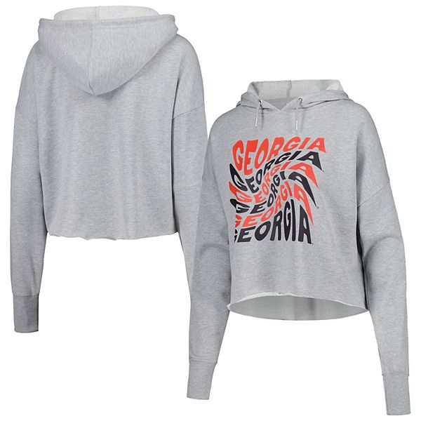 Women's ZooZatz Gray Georgia Bulldogs Swirl Cropped Pullover Hoodie ZooZatz