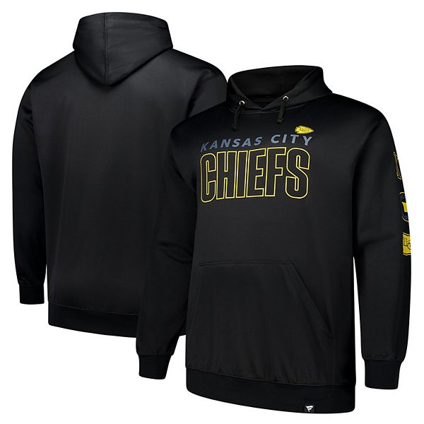 Мужское черное худи Kansas City Chiefs из микрофлиса с длинными рукавами и карманом Fanatics Brands - White Label