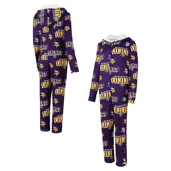 Women's Concepts Sport Purple Minnesota Vikings  Roadway Allover Print Microfleece Full-Zip Union Suit Unbranded