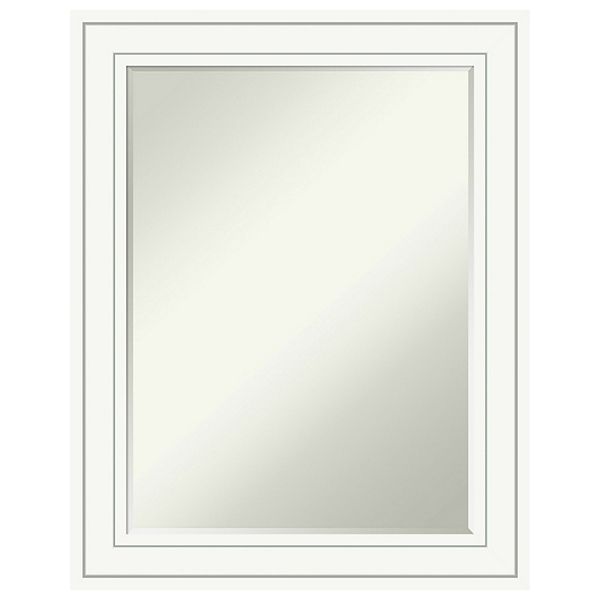 Craftsman White Petite Bevel Wood Bathroom Wall Mirror Amanti Home