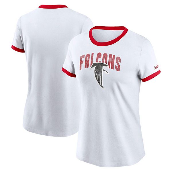 Women's Nike White Atlanta Falcons Rewind Ringer Tri-Blend T-Shirt Nike