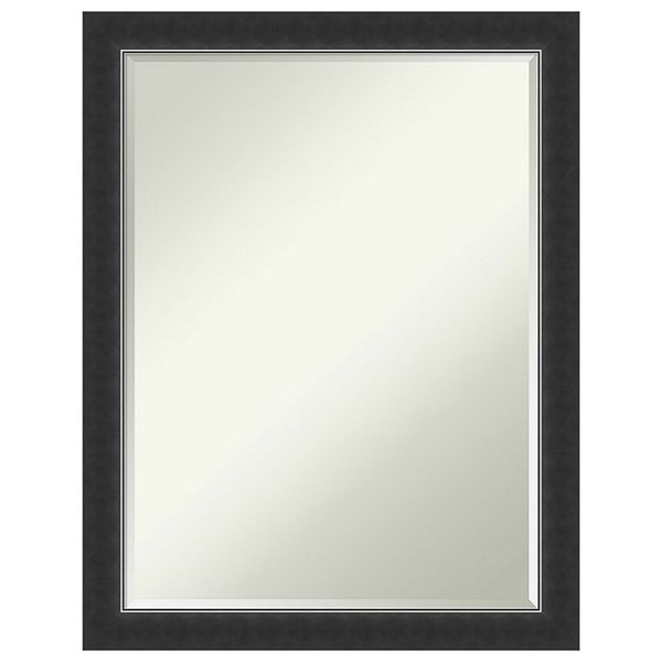 Corvino Black Narrow Petite Bevel Wood Bathroom Wall Mirror Amanti Home