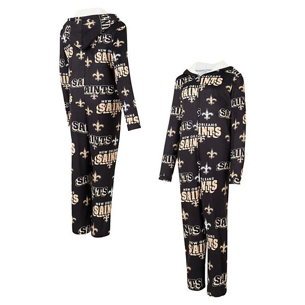 Women's Concepts Sport Black New Orleans Saints Roadway Allover Print Microfleece Full-Zip Union Suit Unbranded