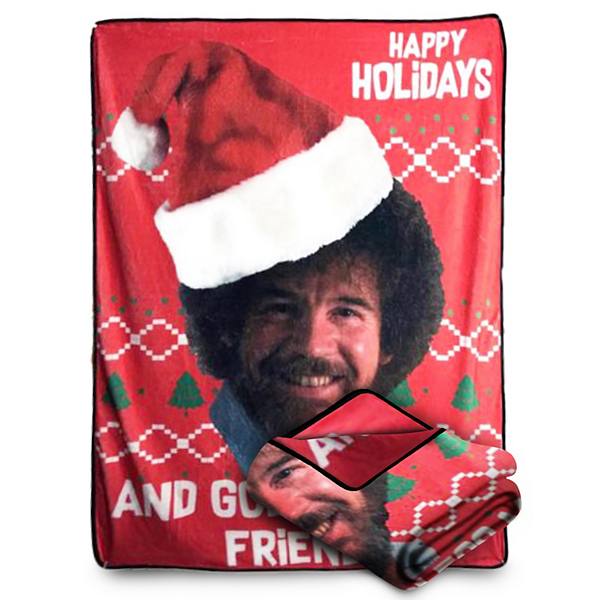 Bob Ross Happy God Bless My Friends Fleece Fleece Softest Throw Blanket, Measures 60 X 45 Inches Bazillion Dreams