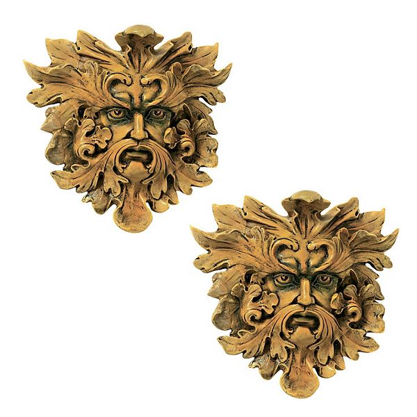 Oak King Greenman Wall Sculptures: Set Of Two Design Toscano