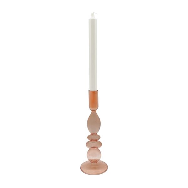 Everyday Decor Pink Colored Glass Taper Candle Holder Everyday Decor