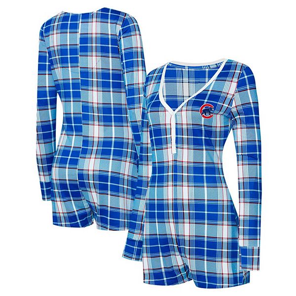 Women's Concepts Sport Royal Chicago Cubs Ashford Plaid V-Neck Knit Romper Unbranded