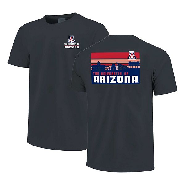 Men's Navy Arizona Wildcats Striped Campus Skyline T-Shirt Image One