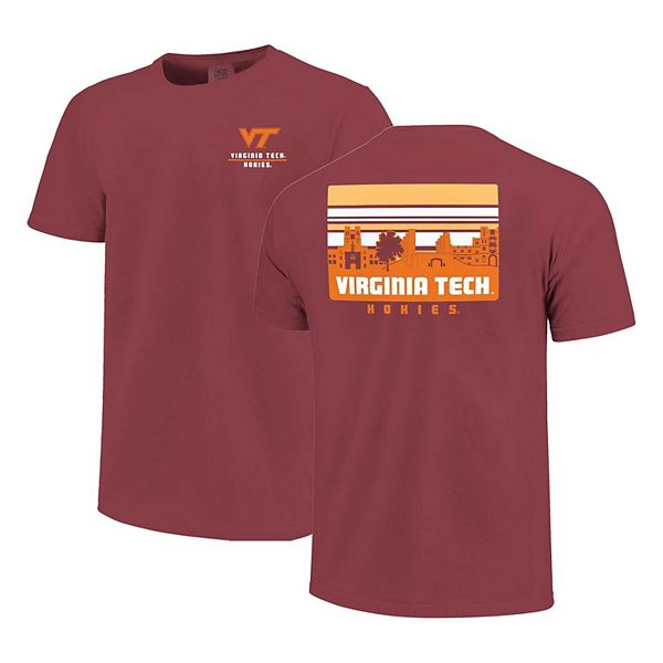 Men's Maroon Virginia Tech Hokies Striped Campus Skyline T-Shirt Image One