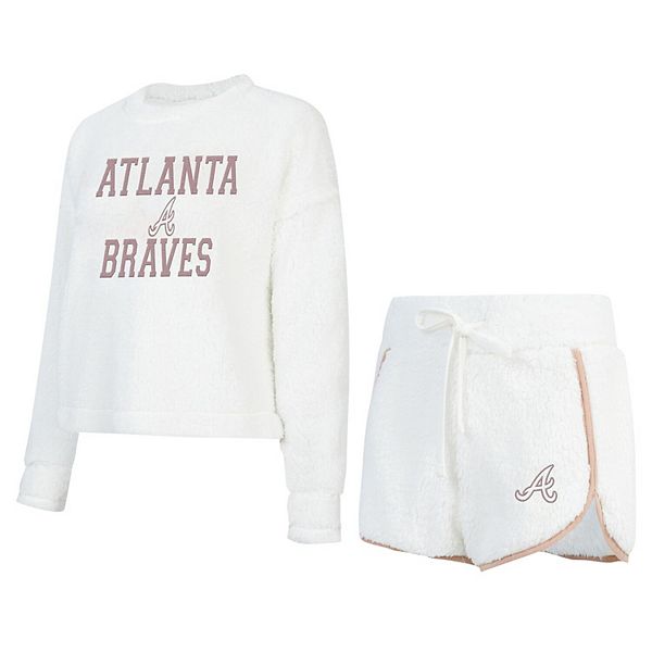 Women's Concepts Sport White Atlanta Braves Painter Sherpa Long Sleeve T-Shirt & Short Set Unbranded