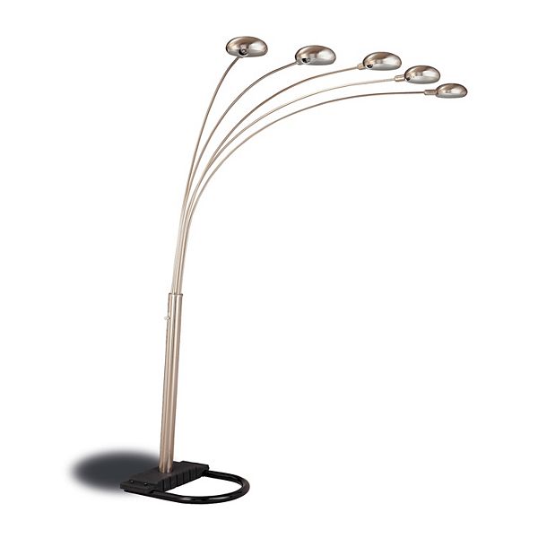 Modern Floor Lamp with black bottom base, Chrome Benzara