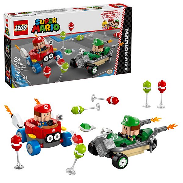 Конструктор LEGO Super Mario: Гоночные наборы Baby Mario и Baby Luigi, 2 машинки, 321 деталь, пластик Lego