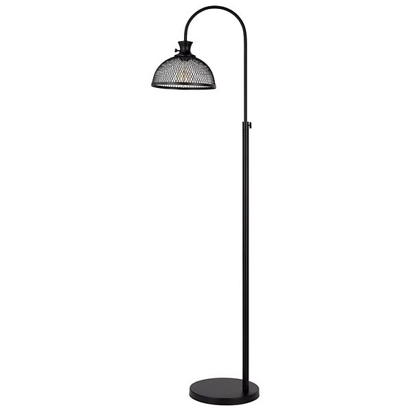 61 Inch Modern Floor Lamp, Hanging Mesh Shade, Metal Base, Black Benzara