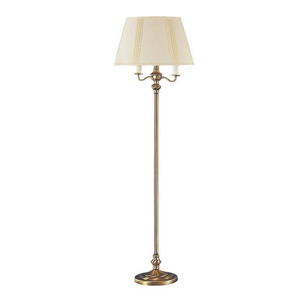 150 Watt 6 Way Metal Floor Lamp with Fabric Tapered Shade, Gold Benzara