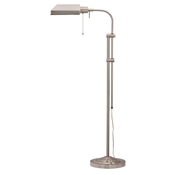 Metal Rectangular Floor Lamp with Adjustable Pole, White Benzara