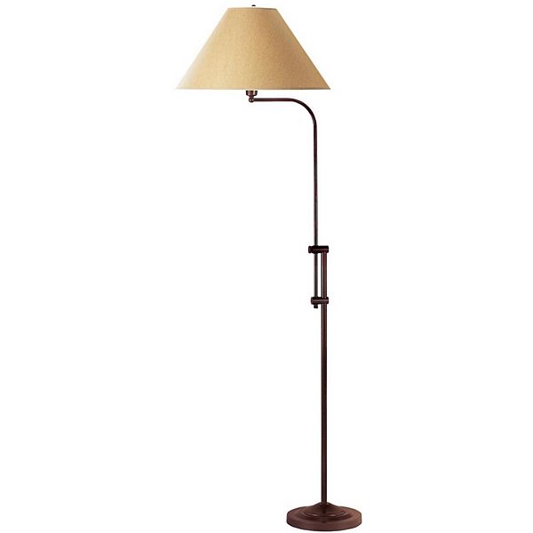 3 Way Metal Floor Lamp with and Adjustable Height Mechanism, Brown Benzara