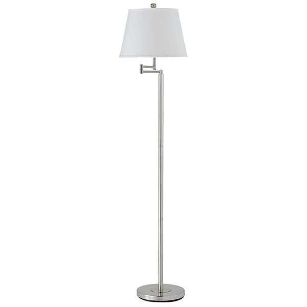 Metal Round 3 Way Floor Lamp with Spider Type Shade, Silver and White Benzara