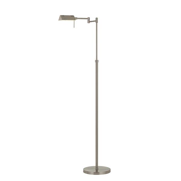 10W LED Adjustable Metal Floor Lamp with Swing Arm, Chrome Benzara