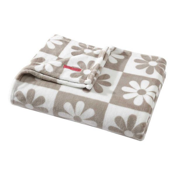 Betsey Johnson Daisy Check Beige Throw Blanket Betsey Johnson