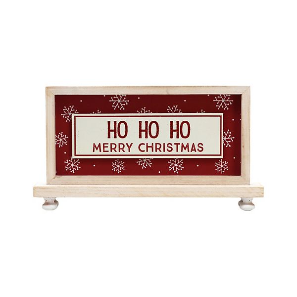 Деревянная настольная табличка 'Ho Ho Ho Merry Christmas', 30 x 6 x 16.5 см, красно-белая Parisloft