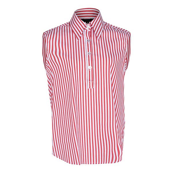 Italian Cotton Stripe Red Sleeveless Top Le Reussi