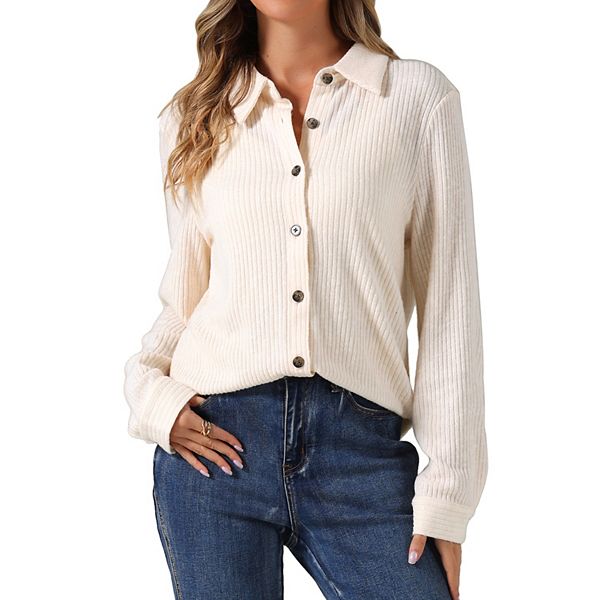 Women's Spring Fall Tops Fashion Dressy Casual Long Sleeve Button Down Shirts Allegra K