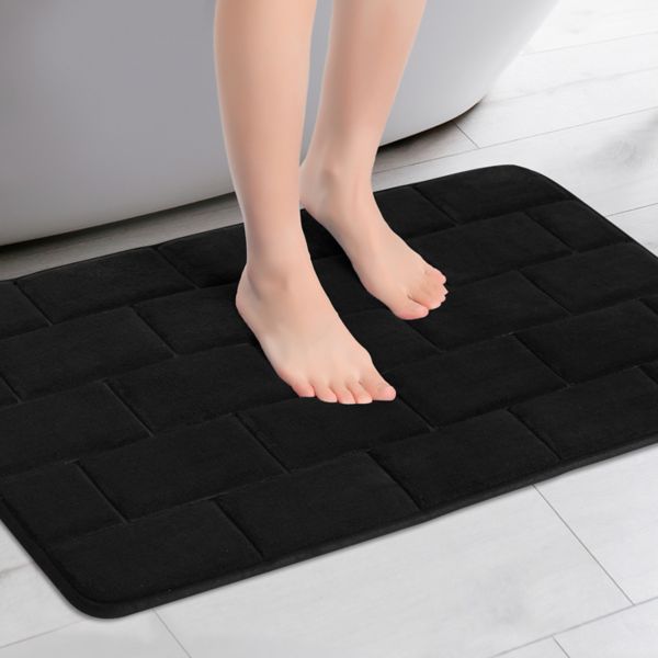 2 Pcs Memory Foam Bath Mat Thick Quick Dry Absorbent Non-slip Bathroom Rug 16" X 24", 20" X 32" Unique Bargains