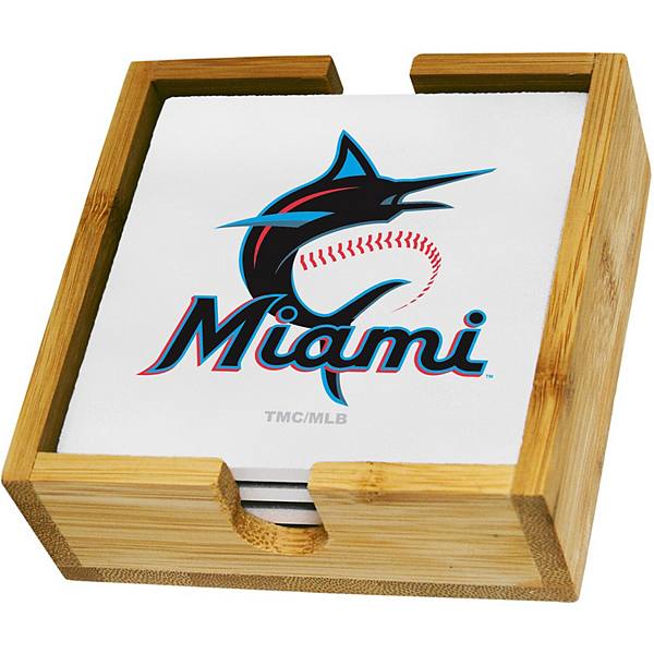 Керамические не скользящие квадратные подставки для стаканов с логотипом Miami Marlins, набор из 4 штук The Memory Company