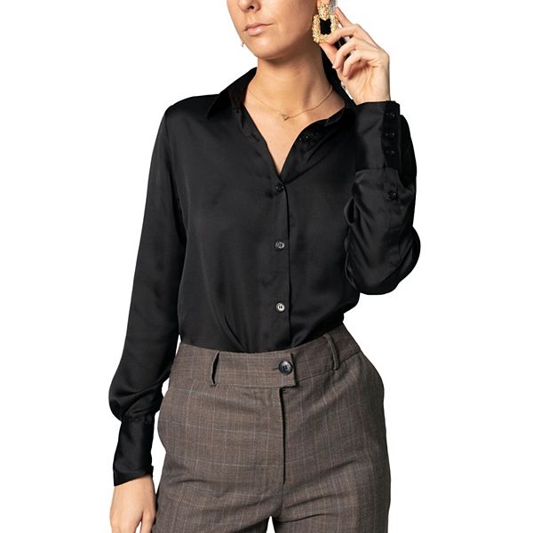 Elegance Silk Shirt In Black Le Reussi