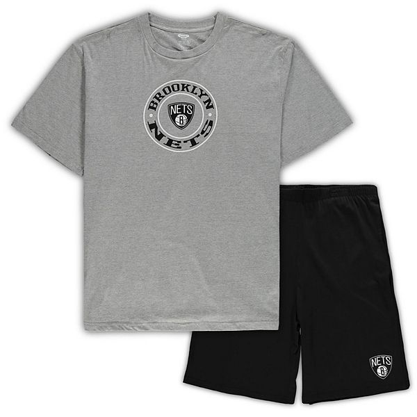 Men's Concepts Sport Heathered Gray/Black Brooklyn Nets Big & Tall T-Shirt & Shorts Sleep Set Unbranded