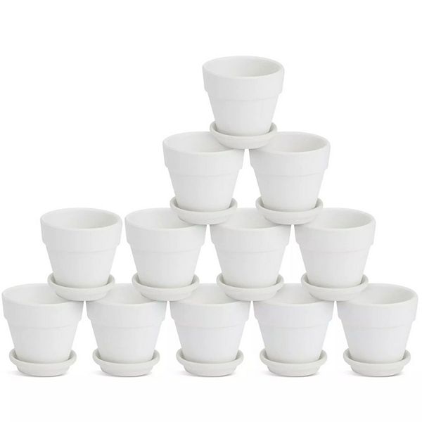 12-Pieces 3" White Clay Mini Terracotta Pots Stock Preferred