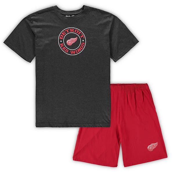 Men's Concepts Sport Red/Heathered Charcoal Detroit Red Wings Big & Tall T-Shirt & Shorts Sleep Set Unbranded