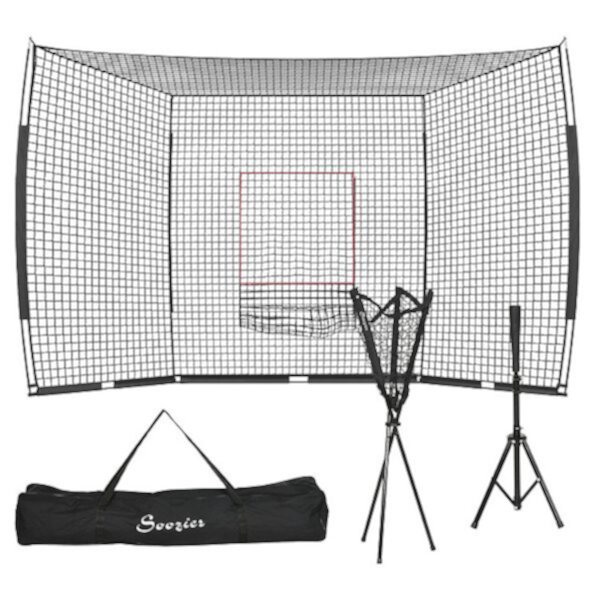 Soozier Extra Large Softball Baseball Net Hitting Pitching Net, Tee, Caddy Soozier