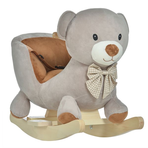 Qaba Bear-shaped Kids Rocking Horse With Sound For 18-36 Months Qaba